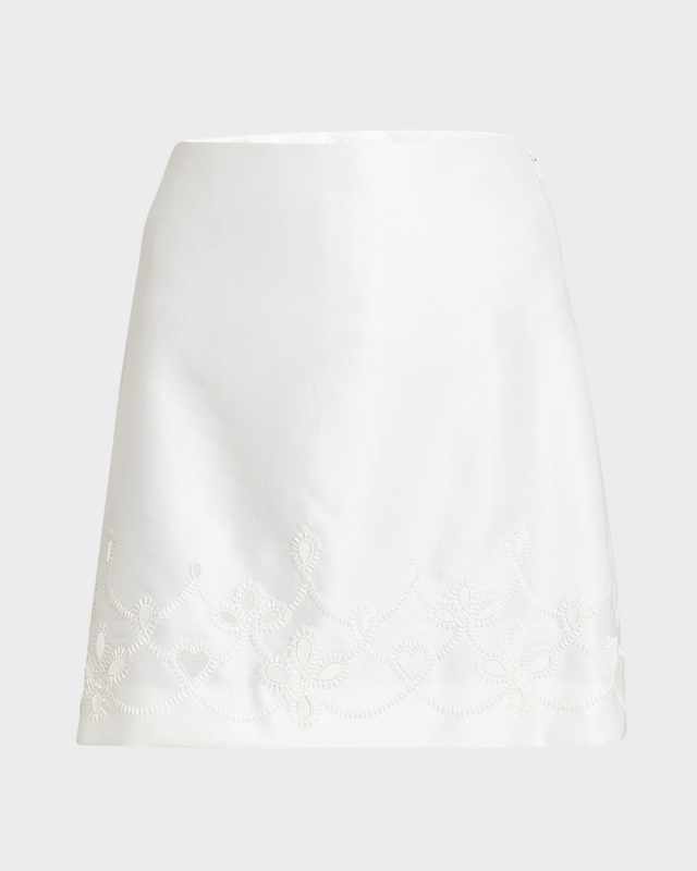 Eyelet Gabardine Mini Skirt